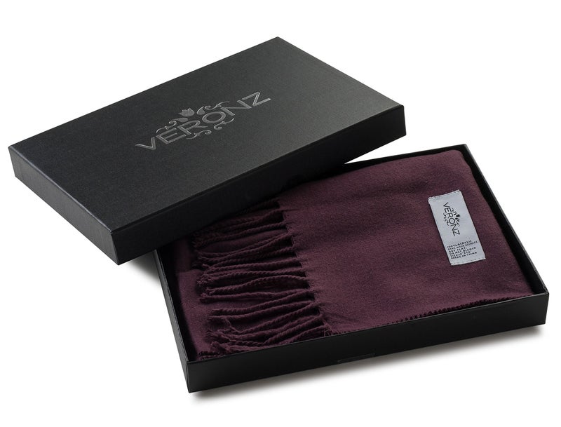 VERONZ Super Soft Luxurious Classic Cashmere Feel Winter Scarf (Plum) With Gift Box - Image 2
